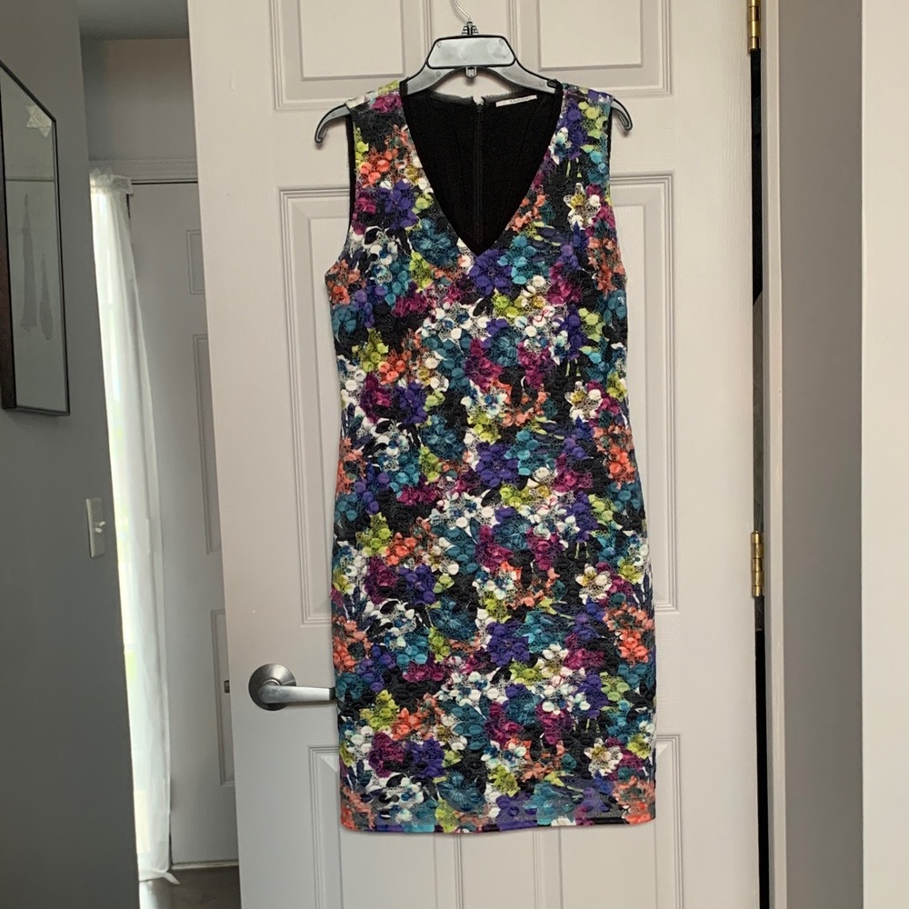 T Tahari Multicolor Floral Sleeveless Mini Dress